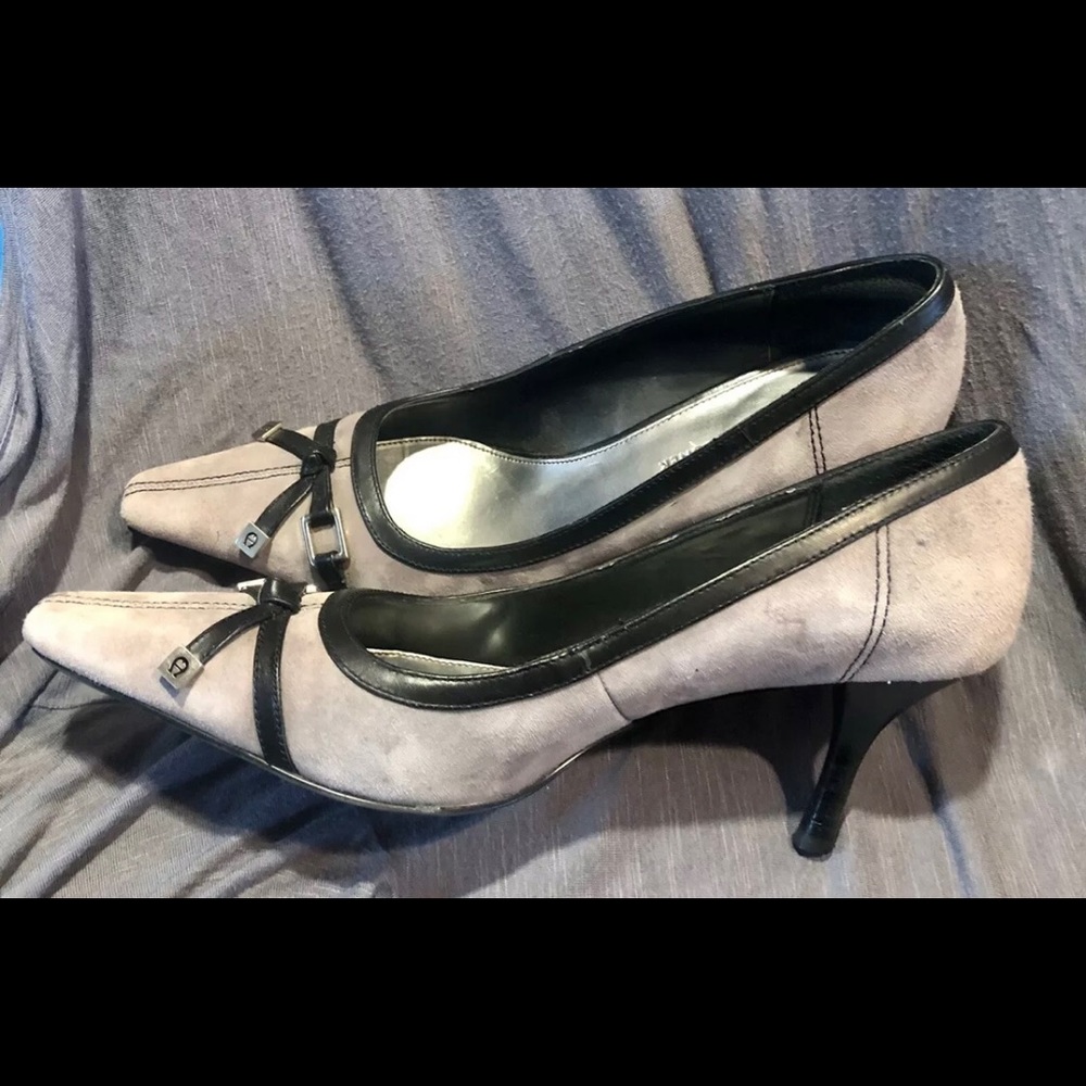 Etienne Aigner Paulette Grey Suede High Heels  Sz. 7 1/2